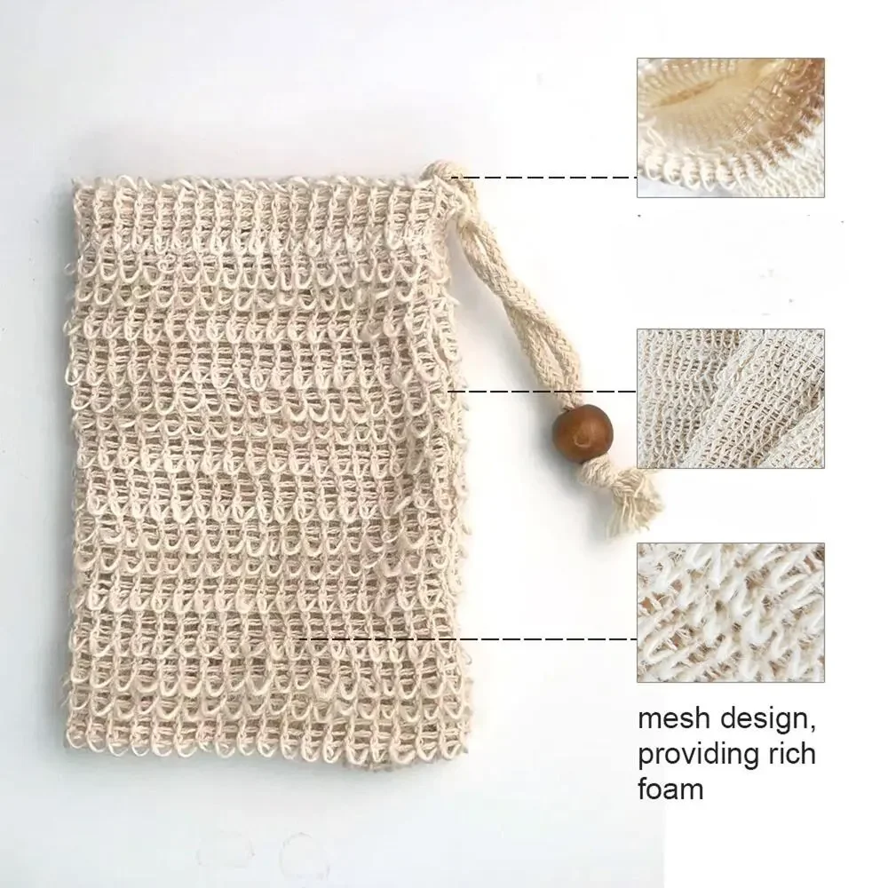Natural Hemp Sisal Mesh Soap Pouch Bag Exfoliating Body Bath Shower ~ 3 Pack